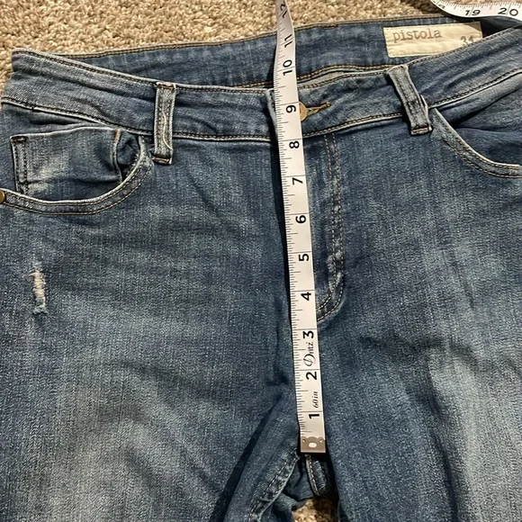 Pistola Jeans High Rise I’m Straight Medium Wash Distressed Size 31 - Picture 10 of 11